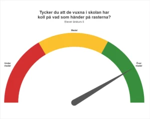 Skolinspektionen frågar vartannat år elever på Abrahamsbergsskolan i Stockholm i årskurs 5 om hur de upplever vuxnas kontroll på rasterna. På Abrahamsbergsskolan svarar de att de vuxna har bra koll på vad som händer på rasterna jämfört med andra skolors svar."
